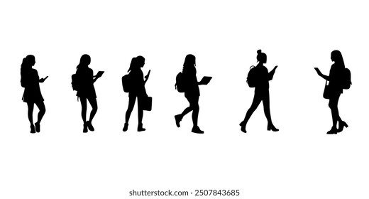 Back View Vector Silhouettes of Different People