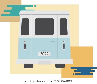 Vista posterior de un autobús vintage, camionetas, Ilustración vectorial, perfecto para el diseño de la camiseta, pegatina,