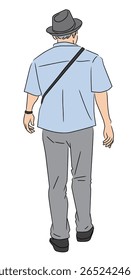 Back view of a walking man