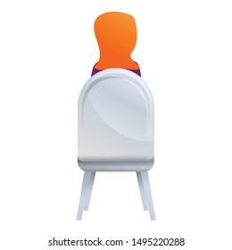 Back view woman on chair icon. Cartoon of back view woman on chair vector icon for web design isolated on white background