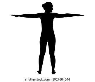 Back view of woman with outstretched arms