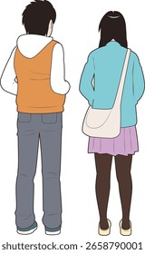Vista posterior de una pareja joven