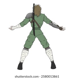 Back of warrior draw art
