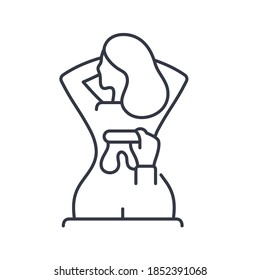 Back waxing icon, linear isolated illustration, thin line vector, web design sign, outline concept symbol with editable stroke on white background.