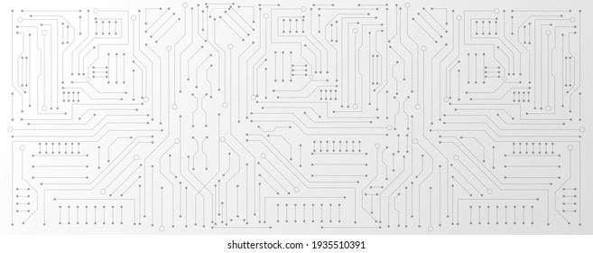 Back and white circuit electronic or electrical line with engineering technology concept vector background 