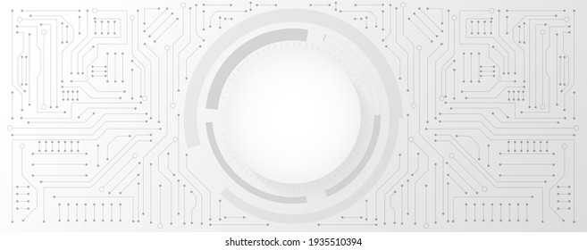 Back And White Circuit Electronic Or Electrical Line With Circle Engineering Technology Concept Vector Background 
