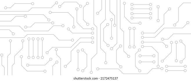 Back and white circuit electronic or electrical line with circle engineering technology concept vector background 