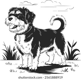 back and white dog vector 