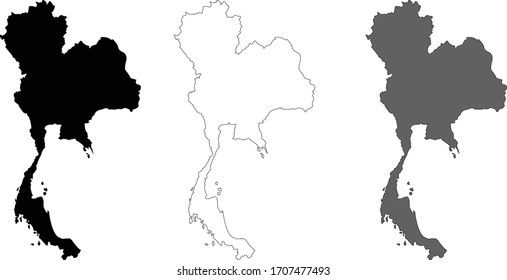 Back , white , gray icon thailand vetor map 