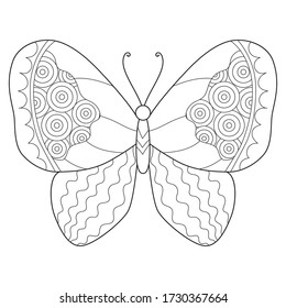 Der Schmetterling mit der Hand in Weiß auf weißem Hintergrund.