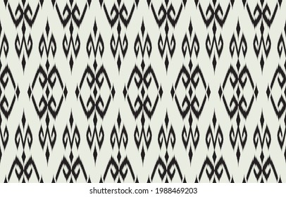 Back White Ikat ethnic vector abstract art. Ikat seamless pattern in tribal, folk embroidery, Mexican style. Aztec geometric art ornament print. Design for carpet, wallpaper, clothing,wrapping,fabric.
