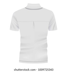 Back of white polo shirt mockup. Realistic illustration of back of white polo shirt vector mockup for web
