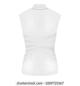 Back of white sleeveless tshirt mockup. Realistic illustration of vector mockup for web