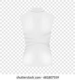 Back of white sleeveless tshirt mockup. Realistic illustration of vector mockup for web