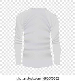 Back of white tshirt long sleeve mockup. Realistic illustration of back of white tshirt long sleeve vector mockup for web