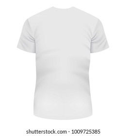 Back Of White Tshirt Mockup. Realistic Illustration Of Back Of White Tshirt Vector Mockup For Web