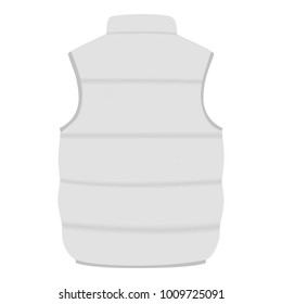 Back of white warm vest mockup. Realistic illustration of back of white warm vest vector mockup for web