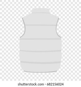 Back of white warm vest mockup. Realistic illustration of back of white warm vest vector mockup for web