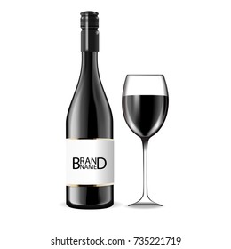 back wine bottles isolated on transparent background