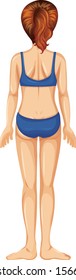 Back of woman in blue bikini illustration