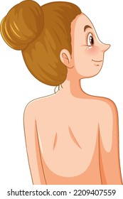 Back of woman with bun hair illustration