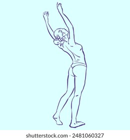 Rückseite der Frauenfigur posiert Vektorgrafik für Karte, Dekoration, Illustration