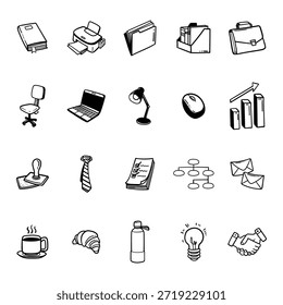 Volver al trabajo Elementos de ilustración de Doodle