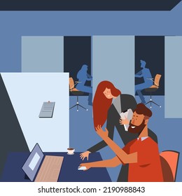 Back to work in office flat illustration 