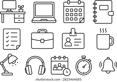 Back to Work Routine and Office Productivity Icon Set