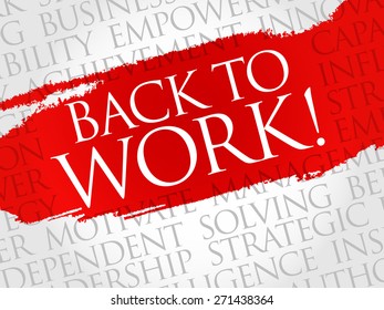 Back to work word cloud, business concept