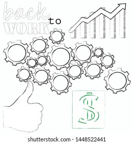 Back to work.Working scene with mechanism.Finance.Success.