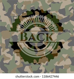 Back written on a camo texture