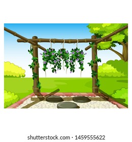 Back Yard Park Cartoon For Your Design