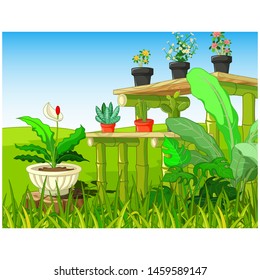 Back Yard Park Cartoon For Your Design