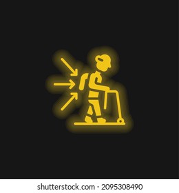Back yellow glowing neon icon