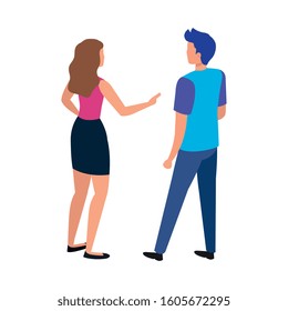 back young couple isolated icon vector illustration design