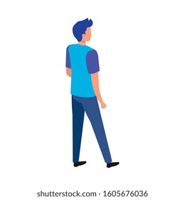 back young man avatar character icon vector illustration design