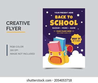 back_to_school Flyer poster pamphlet brochure cover design layout background. vector template in A4 size - Vector