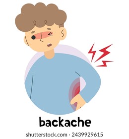 Backache 3 cute on a white background, vector illustration.