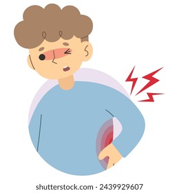Backache 4 cute on a white background, vector illustration.