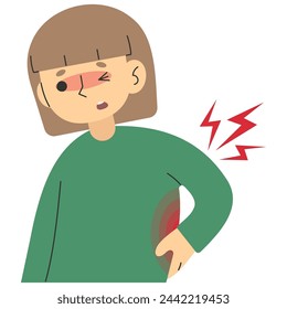 Backache 6 cute on a white background, vector illustration.
