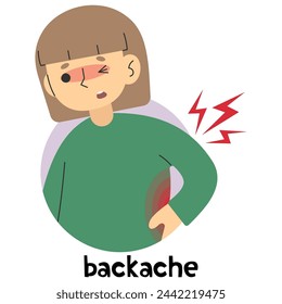 Backache 7 cute on a white background, vector illustration.
