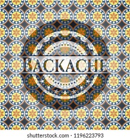 Backache arabic style badge. Arabesque decoration.