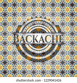 Backache arabic style emblem. Arabesque decoration.