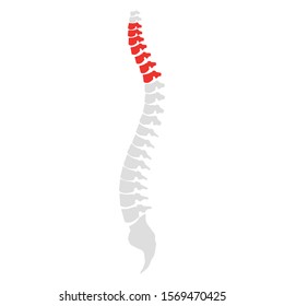 Backache. Back pain vector icon illustration isolated on blue background. Damaged Dorsal Disks