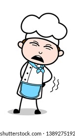 Backache - Cartoon Waiter Male Chef Vector Illustration﻿