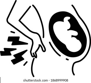 Backache Concept, back pain during pregnancy Vector Glyph Icon Design, In Vitro Fertilization Symbol on White Background, Pregnancy and obstetrician Sign,