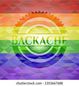 Backache emblem on mosaic background with the colors of the LGBT flag