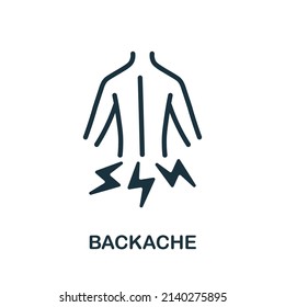 Backache flat icon. Colored element sign from body ache collection. Flat Backache icon sign for web design, infographics and more.