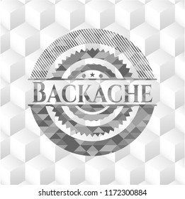 Backache grey emblem. Retro with geometric cube white background